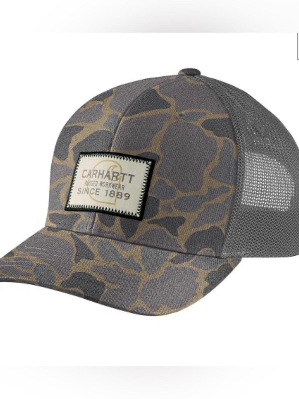 NWT CARHARTT MEN'S WOOL MESH BACK CAMO LOGO PATCH HAT